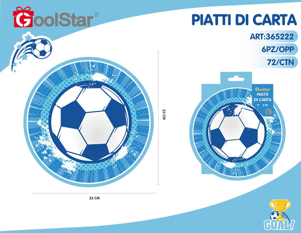 Piatti di carta calcio 6 pezzi