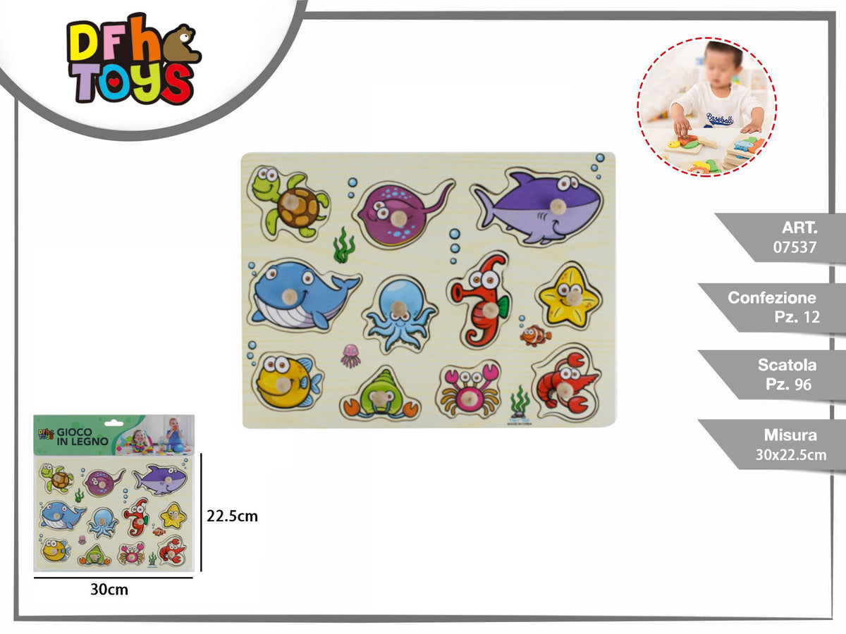 Puzzle in legno animali marini con pomelli