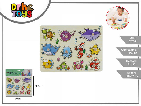 Puzzle in legno animali marini con pomelli