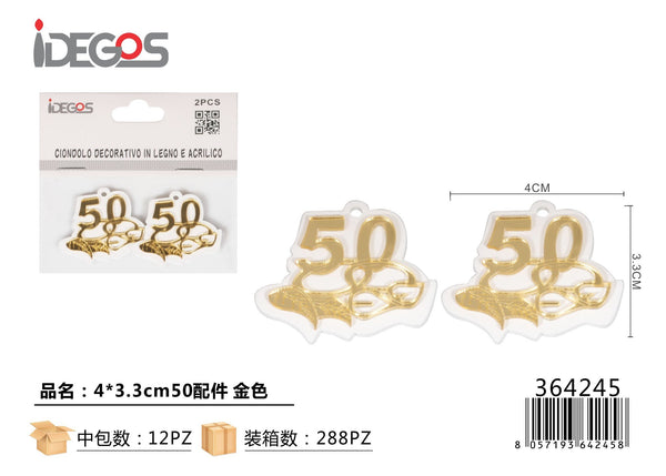 Decorazione Numero 50, oro, 4 x 3,3 cm