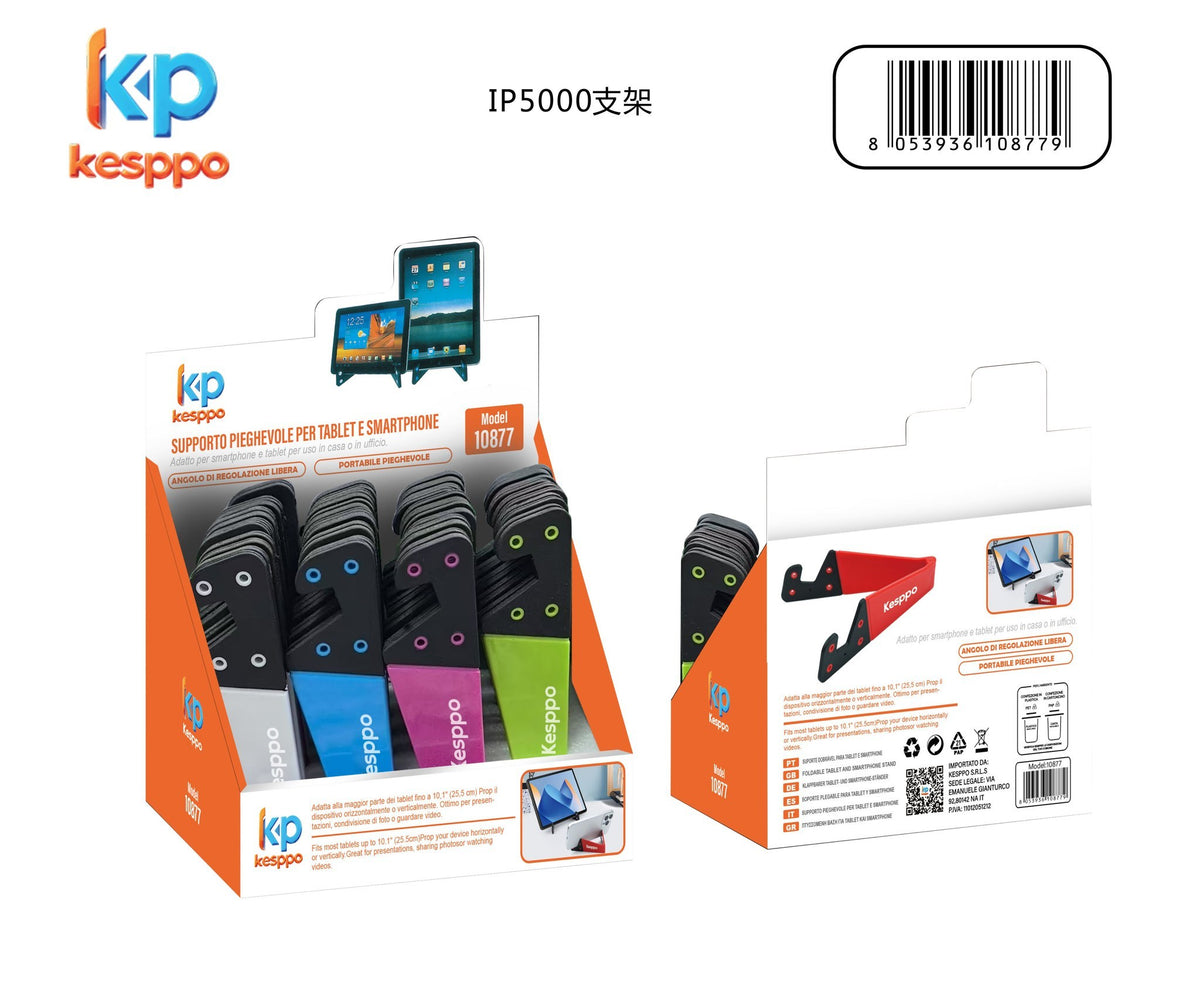 Supporto pieghevole per smartphone e tablet