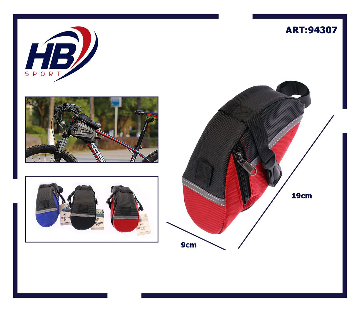 Borsello per bicicletta 19 × 9 cm