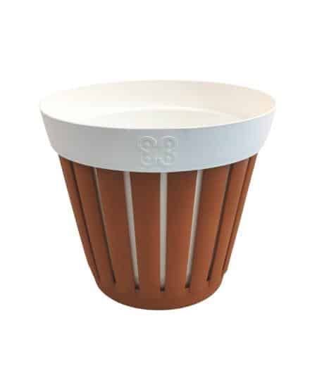 ECOPLAST VASO LINEA KRET 25CM TERRACOTTA/BIANCO PLASTICA