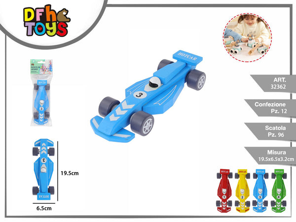 Auto da corsa in legno a retrocarica 19,5 cm