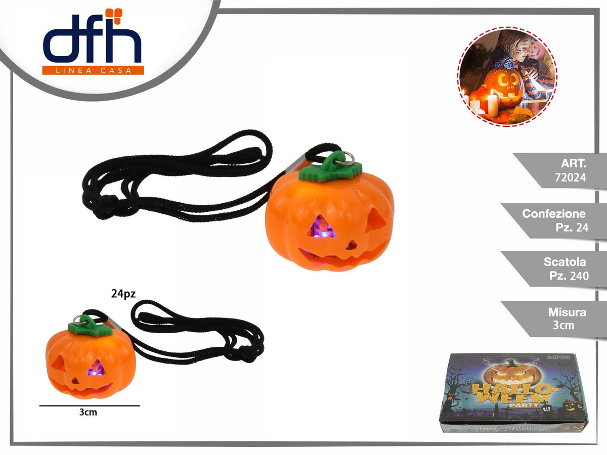 Ciondolo zucca luminoso Halloween 3 cm