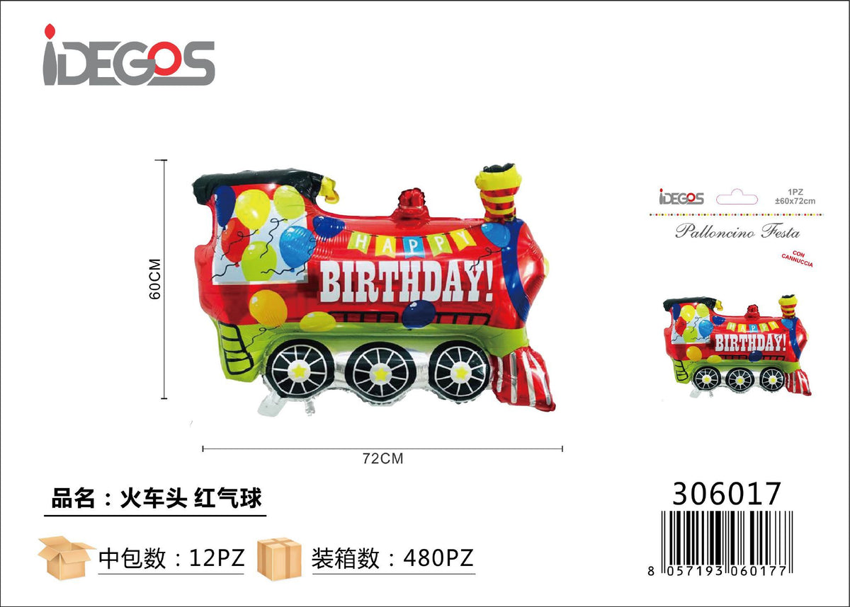 Palloncino foil Locomotiva rossa