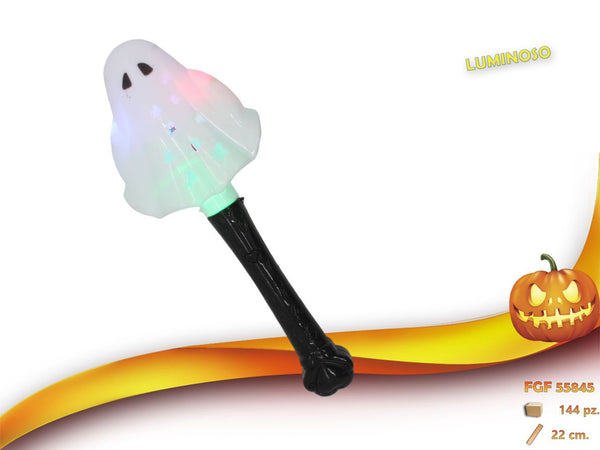 Bastone luminoso con fantasma Halloween 22 cm