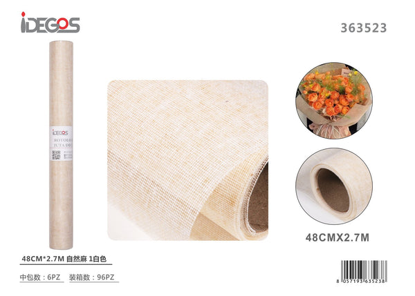 Tessuto decorativo in juta, serie naturale, 48 cm x 2,7 m