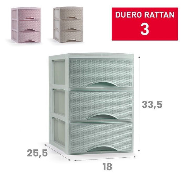 CASSETTIERA 3 CASETTI DUERO RATTAN 18X25.5X25.5CM