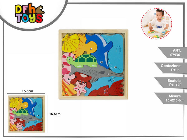 Puzzle in legno animali marini 16,6 cm