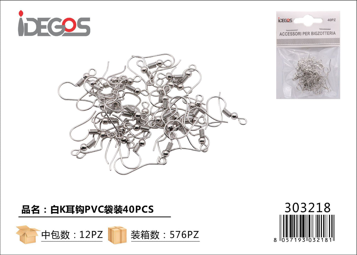 Set di 40 ganci per orecchini