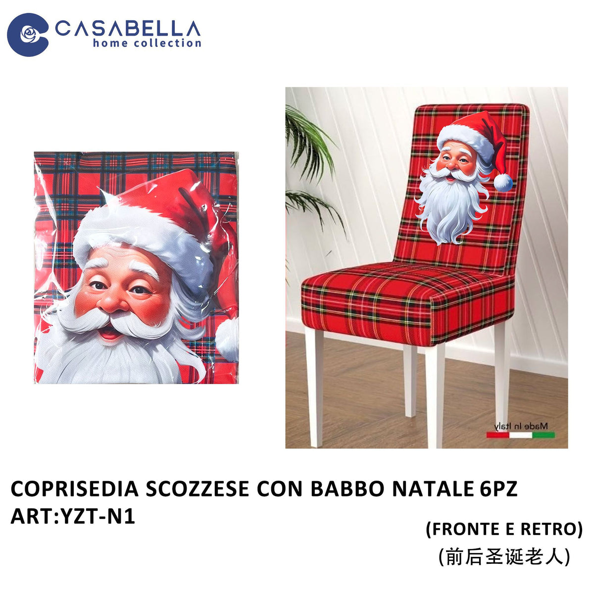 Coprisedia Scozzese con Babbo Natale 6PZ