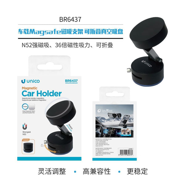 BR6437 Supporto magnetico MagSafe per auto, ventosa pieghevole