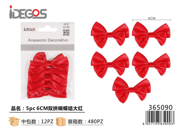 Set di 5 fiocchi decorativi doppi, 6 cm