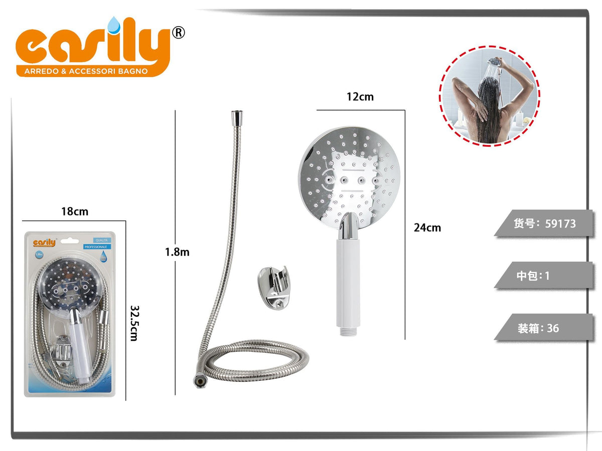 Kit doccetta rotonda con manico bianco e flessibile 1,8 m