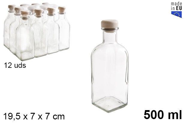 C.M BOTTIGLIA VETRO C/TAPPO IN PLASTICA 500ML