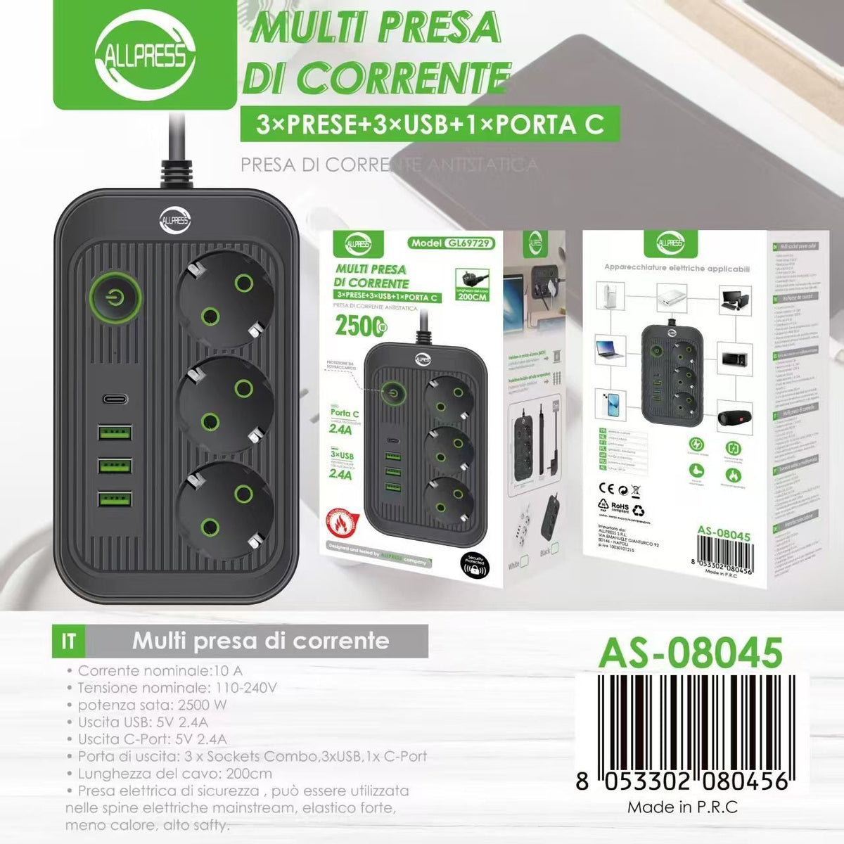 Multipresa con porte USB