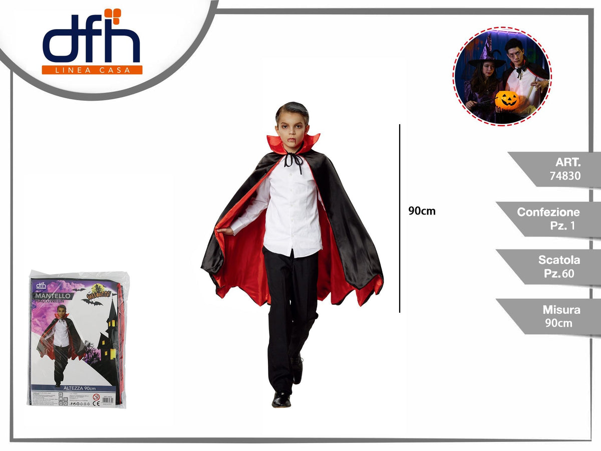 Mantello Halloween nero e rosso 90 cm