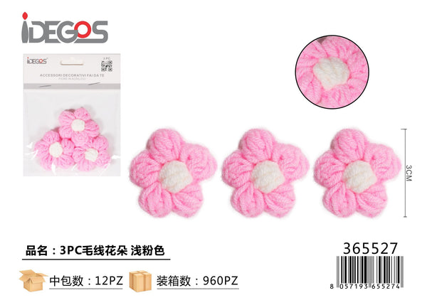 Set di 3 margherite decorative in filato