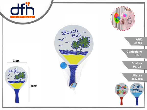 Racchettoni da spiaggia con pallina 38 cm