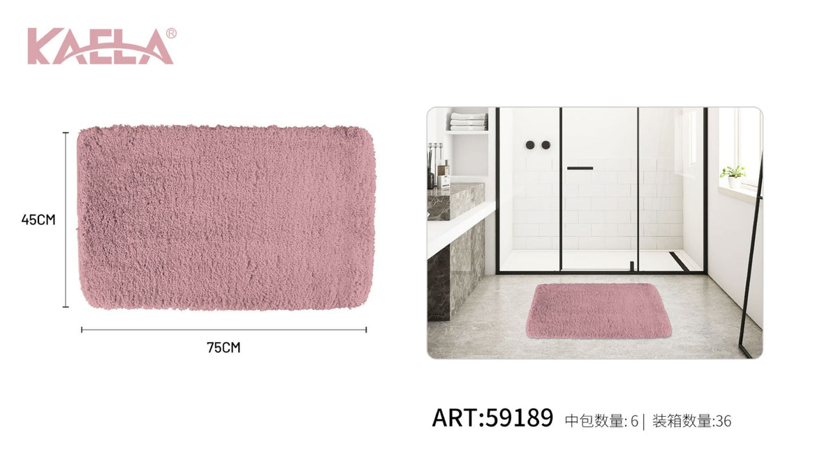Tappeto da bagno, rosa a pelo lungo, 45 x 75