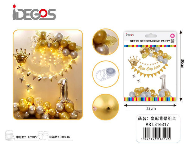 Kit arco festone palloncini oro e argento