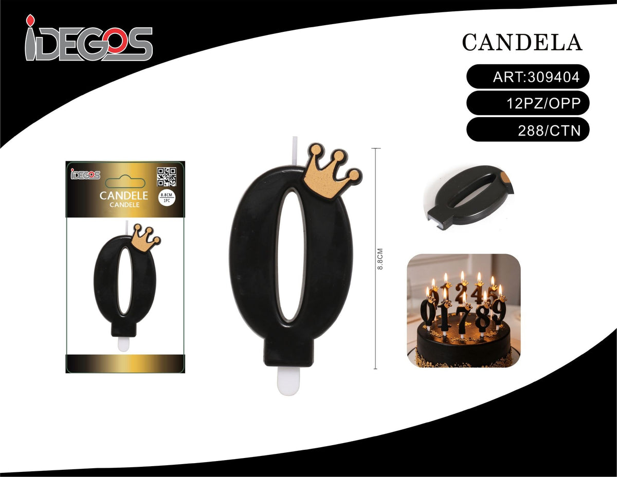 Candelina numerica nera, modello DM0210C