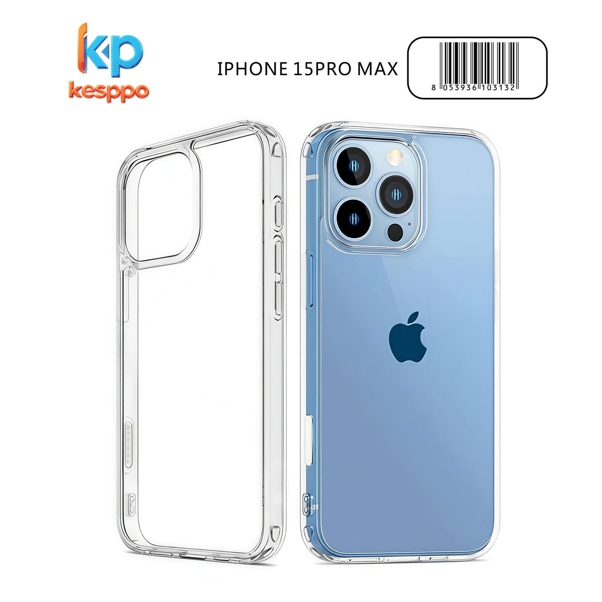 Custodia per iPhone 15 Pro Max – trasparente, in silicone, con apertura ampia