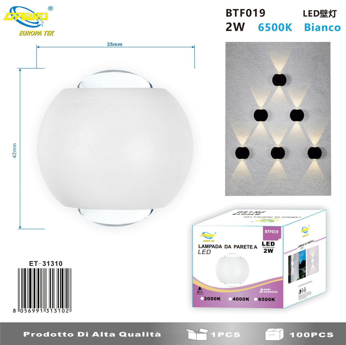 Lampada da parete — 2 W
