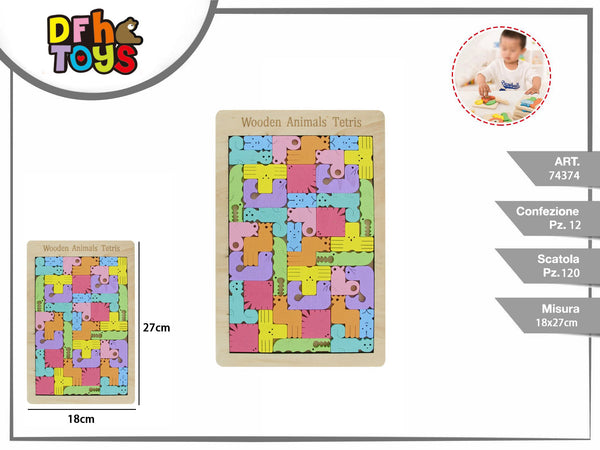 Puzzle in legno a incastro con animali 18 × 27 cm