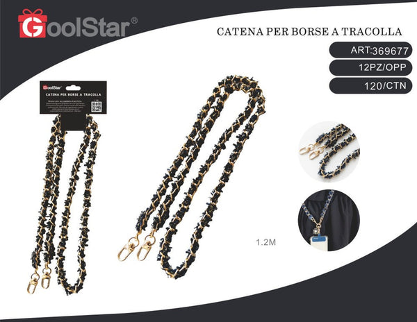 Tracolla a catena GoolStar con inserto intrecciato, 1,2 m