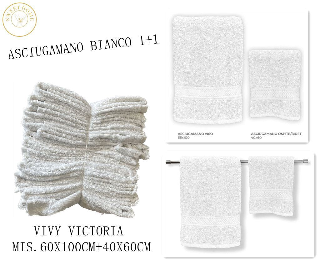 ASCIUGAMANO BIANCO 1+1 VIVY VICTORIA