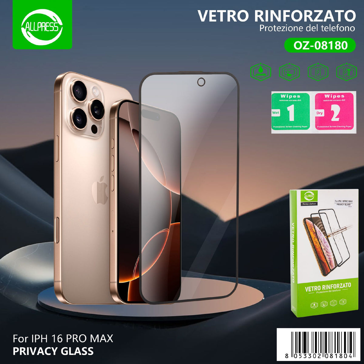 Vetro protettivo per iPhone 16 Pro Max