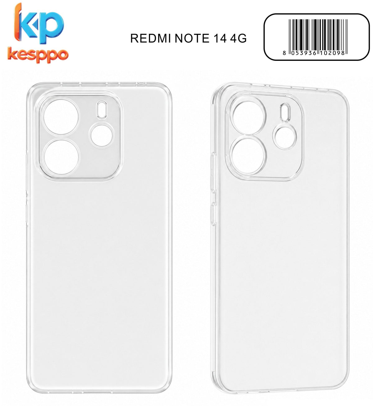 Custodia per Redmi NOTE 14 4G – trasparente, in silicone, con aperture sagomate