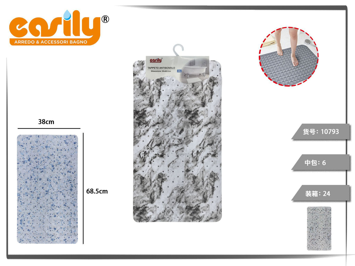 Tappetino bagno stampato con rilievo a vortici 38 × 68,5 cm