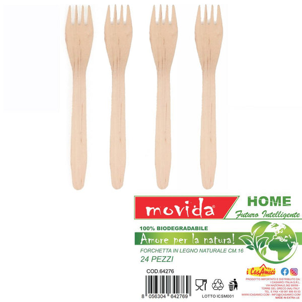 I CASAMIICI LEGNO FORCHETTA 24PZ 16CM