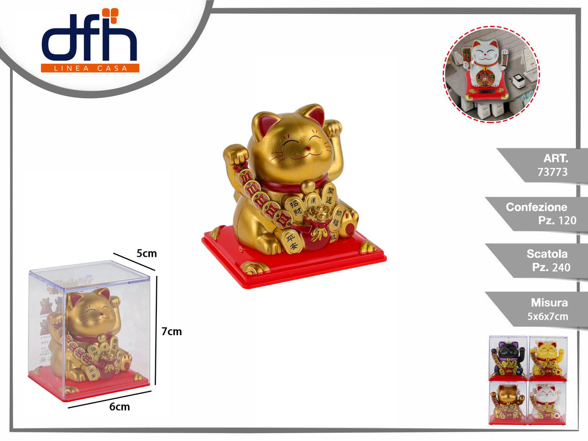 Gatto portafortuna decorativo in custodia trasparente