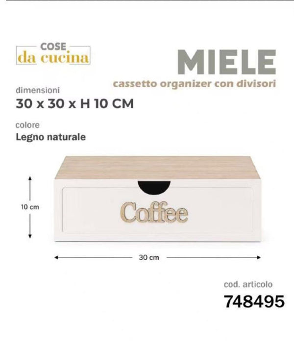Organizer Coffee con cassetto 30 × 30 × 10 cm