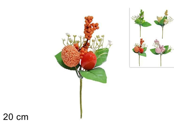 Pick decorativo pasquale con uova e bacche da 20 cm
