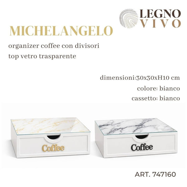 Organizer Coffee con piano in vetro 30 × 30 × 10 cm