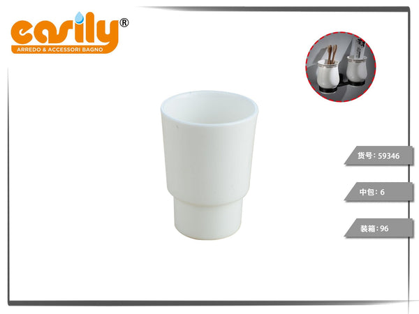 Bicchiere da bagno in ceramica bianca con base stretta