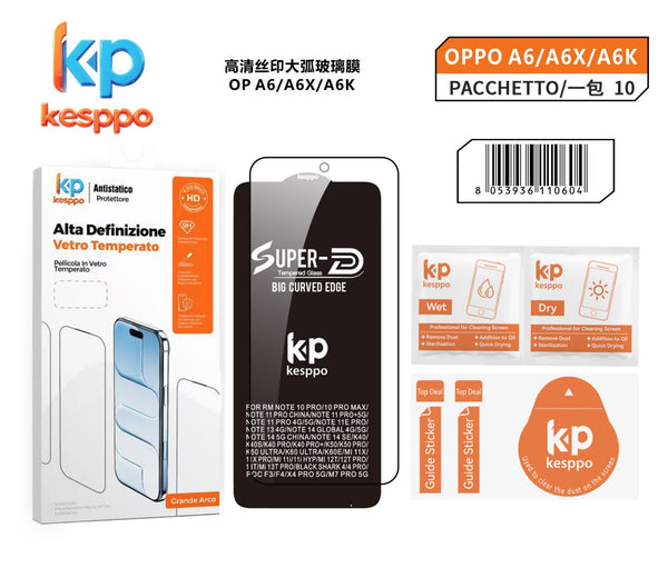 Pellicola in vetro temperato per OPPO A6 / OPPO A6X / OPPO A6K – con bordo nero