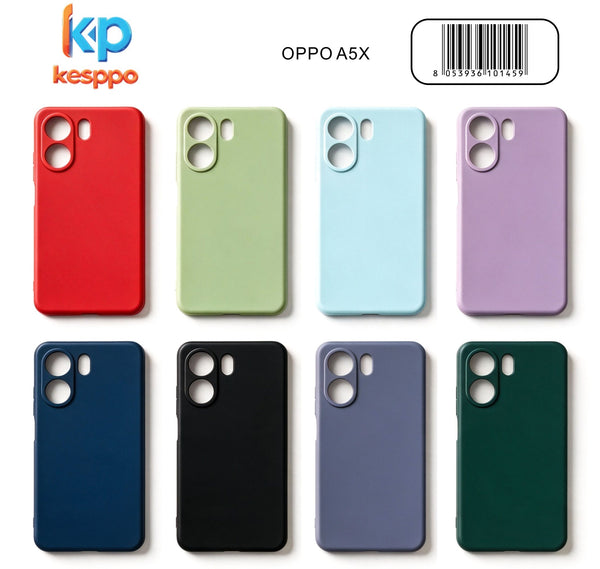 Custodia per OPPO A5X – a tinta unita, in silicone, con aperture sagomate