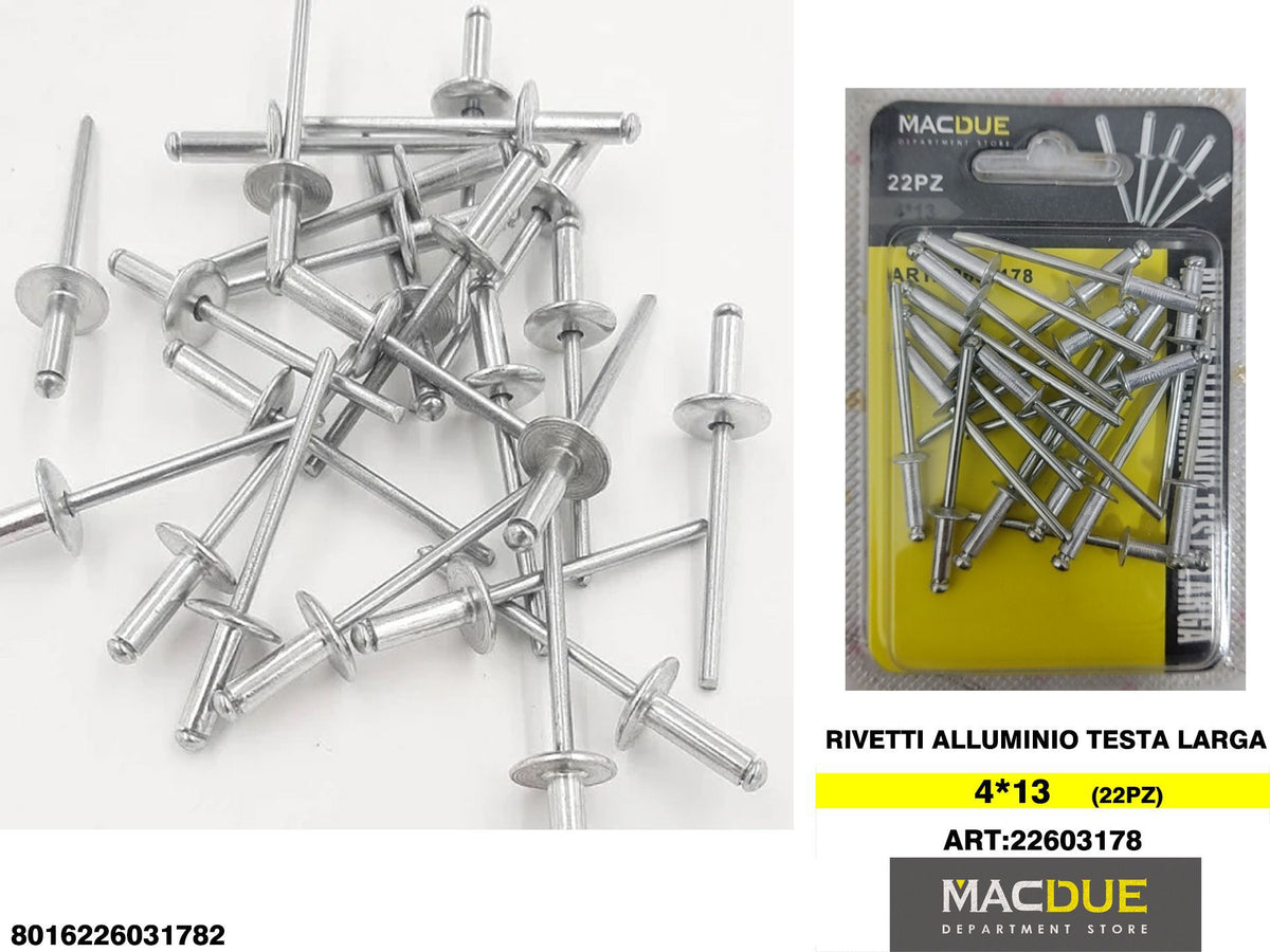 RIVETTI ALLUMINIO TESTA LARGA 4*13