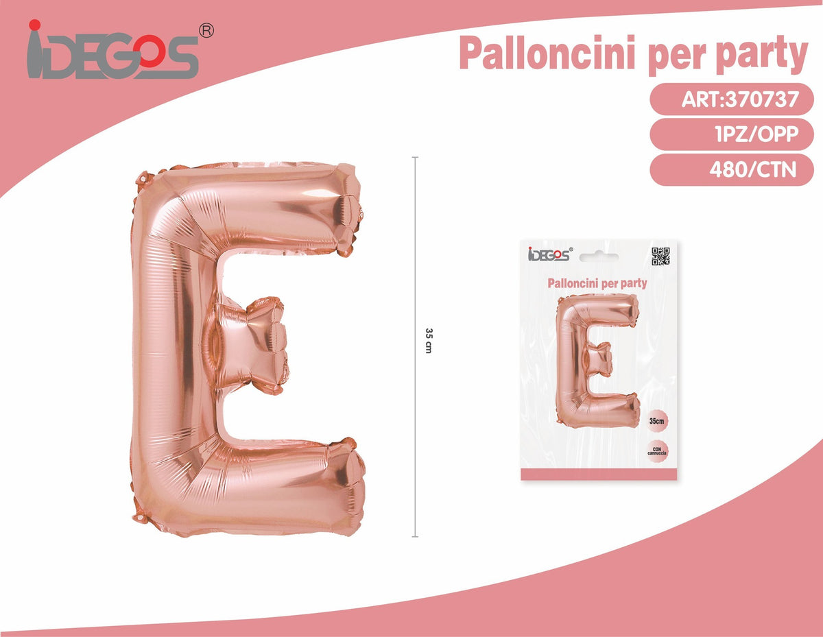 Palloncino Lettera E Oro Rosa 35cm