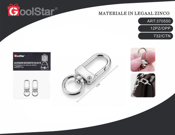 Moschettoni GoolStar con anello girevole per borse, 2 pezzi