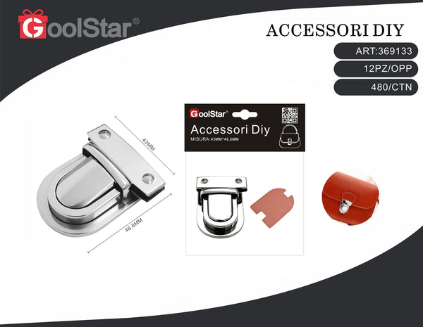 Chiusura GoolStar per borse con linguetta arrotondata, 43 x 46,6 mm