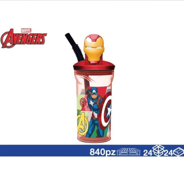 Tazza, bicchiere o borraccia – BICCHIERE 3D CON CANNUCCIA AVENGERS