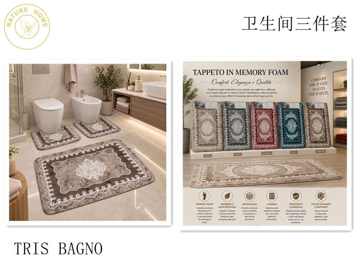 Set 3 tappeti bagno LETIZIA in memory foam