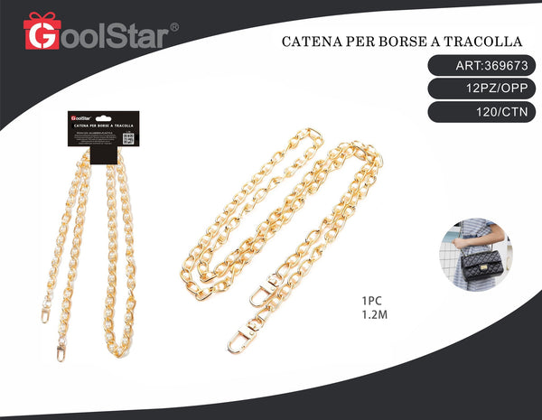 Tracolla a catena GoolStar con perle decorative, oro, 1,2 m, 1 pezzo
